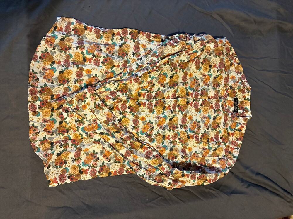 LBK Blouse Womens Floral Long Sleeve Button Front LightweighShirt Boho Summer